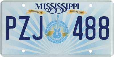 MS license plate PZJ488