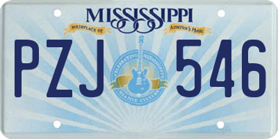MS license plate PZJ546