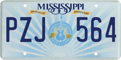 MS license plate PZJ564