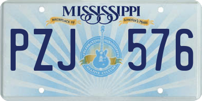 MS license plate PZJ576