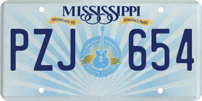 MS license plate PZJ654