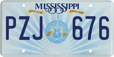 MS license plate PZJ676