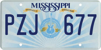 MS license plate PZJ677