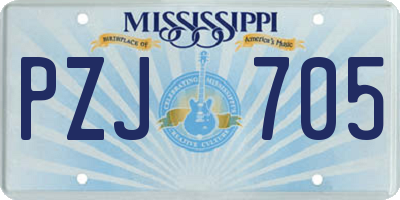 MS license plate PZJ705