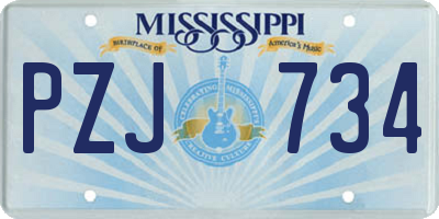 MS license plate PZJ734