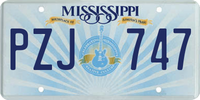 MS license plate PZJ747