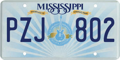 MS license plate PZJ802