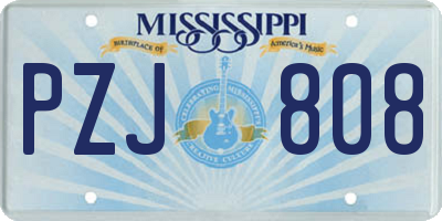 MS license plate PZJ808