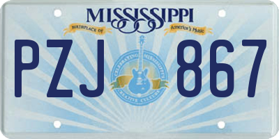 MS license plate PZJ867