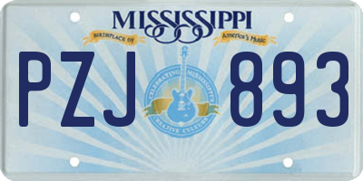 MS license plate PZJ893