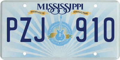 MS license plate PZJ910