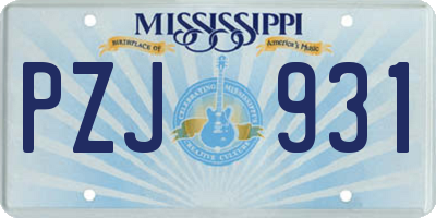 MS license plate PZJ931
