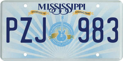 MS license plate PZJ983