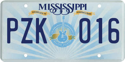 MS license plate PZK016