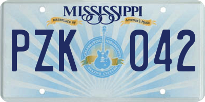 MS license plate PZK042