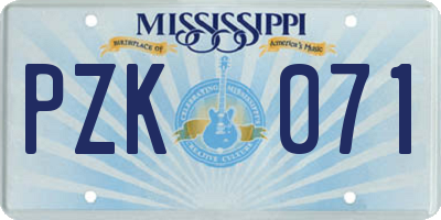 MS license plate PZK071