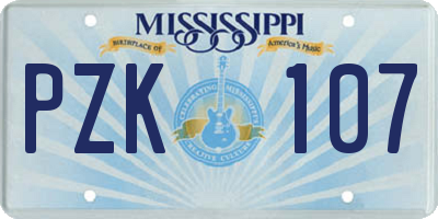 MS license plate PZK107