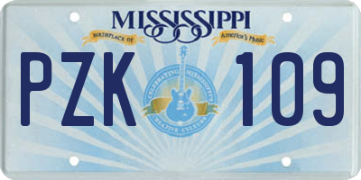 MS license plate PZK109