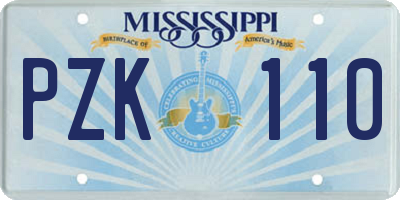 MS license plate PZK110