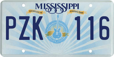MS license plate PZK116