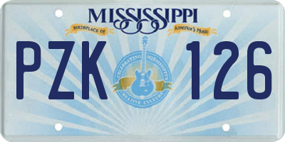 MS license plate PZK126