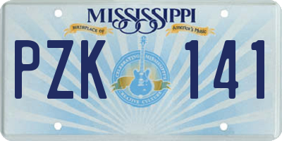 MS license plate PZK141