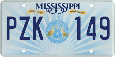 MS license plate PZK149