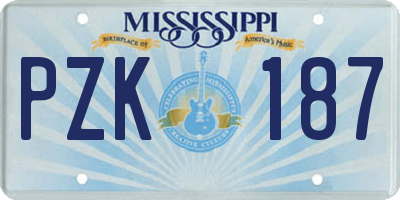 MS license plate PZK187