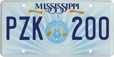 MS license plate PZK200
