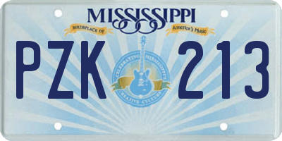 MS license plate PZK213