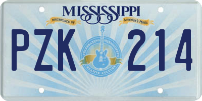 MS license plate PZK214