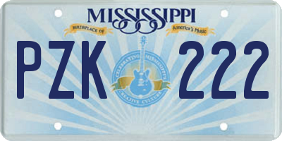 MS license plate PZK222