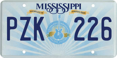 MS license plate PZK226