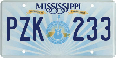 MS license plate PZK233