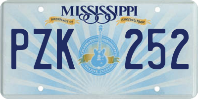 MS license plate PZK252