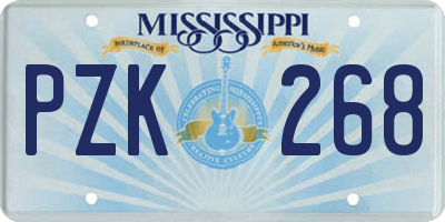 MS license plate PZK268