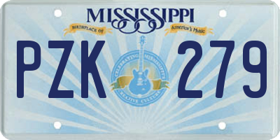 MS license plate PZK279