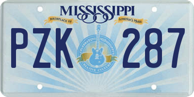 MS license plate PZK287