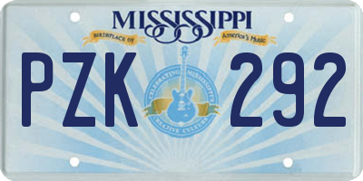 MS license plate PZK292