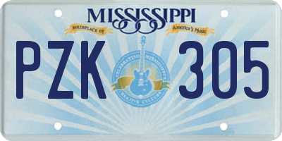 MS license plate PZK305