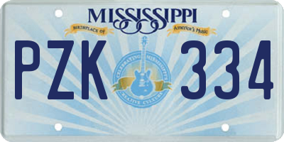 MS license plate PZK334