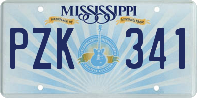 MS license plate PZK341