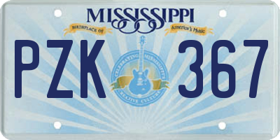 MS license plate PZK367
