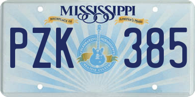 MS license plate PZK385