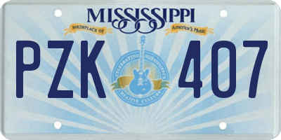 MS license plate PZK407