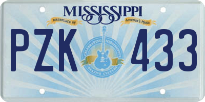 MS license plate PZK433