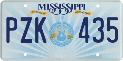 MS license plate PZK435