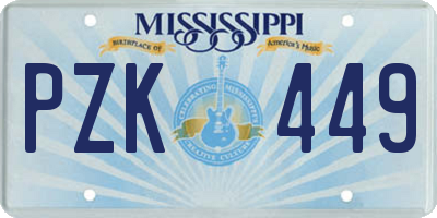 MS license plate PZK449