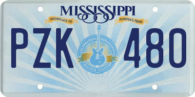 MS license plate PZK480
