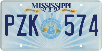 MS license plate PZK574